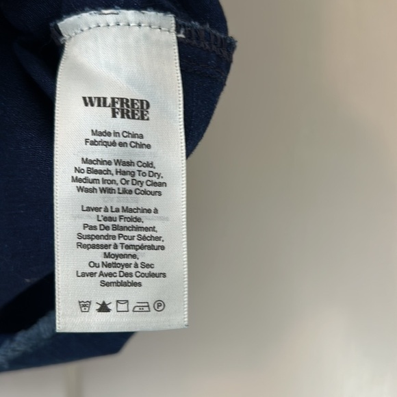 Aritzia Wilfred Free Denim Nori Dress, raw hem, pockets, women’s size small - Picture 7 of 10